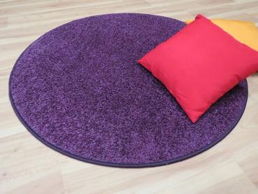 Hochflor Teppich lila in rund